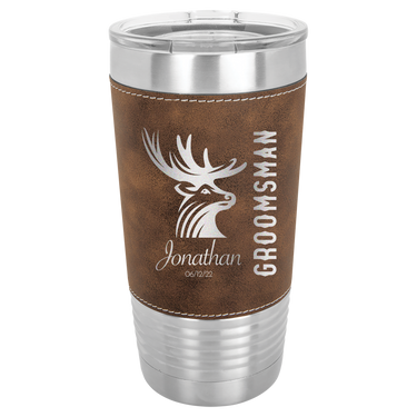 Personalized 20oz Leatherette Groomsmen Tumbler Gift
